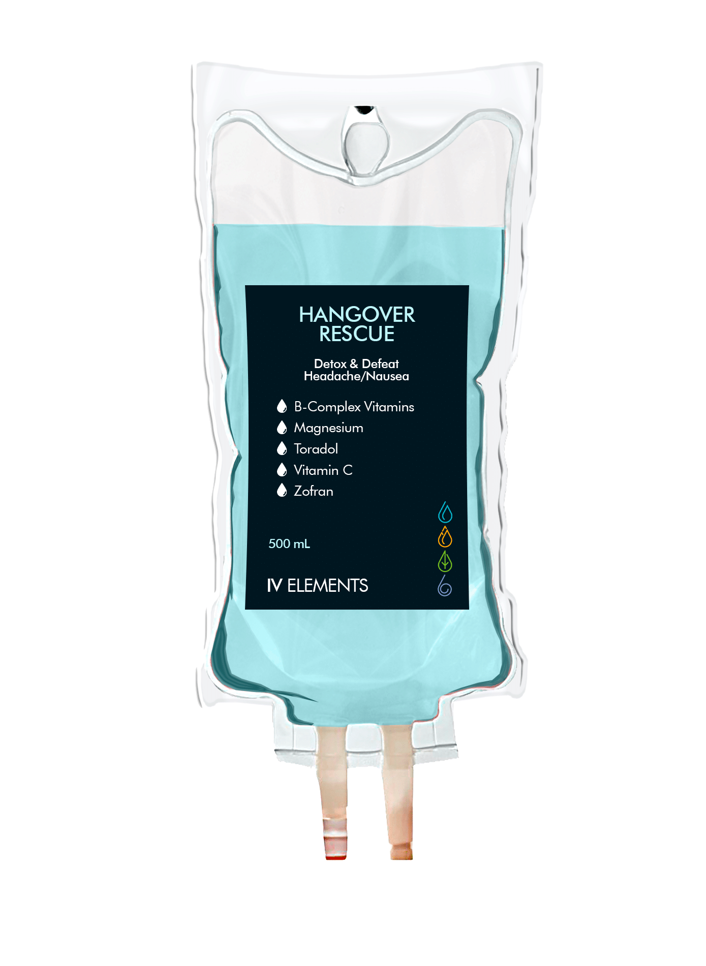 Hangover Rescue/Stomach Bug IV drip bag from IV Elements: Detox & defeat headache/nausea