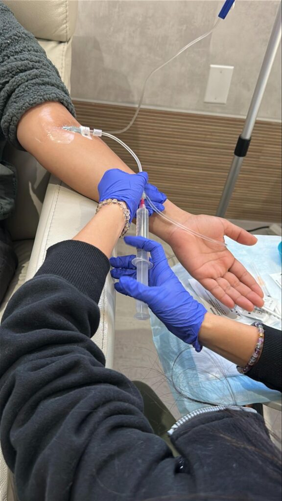 IV Elements nurse safely administering ozone to client. 