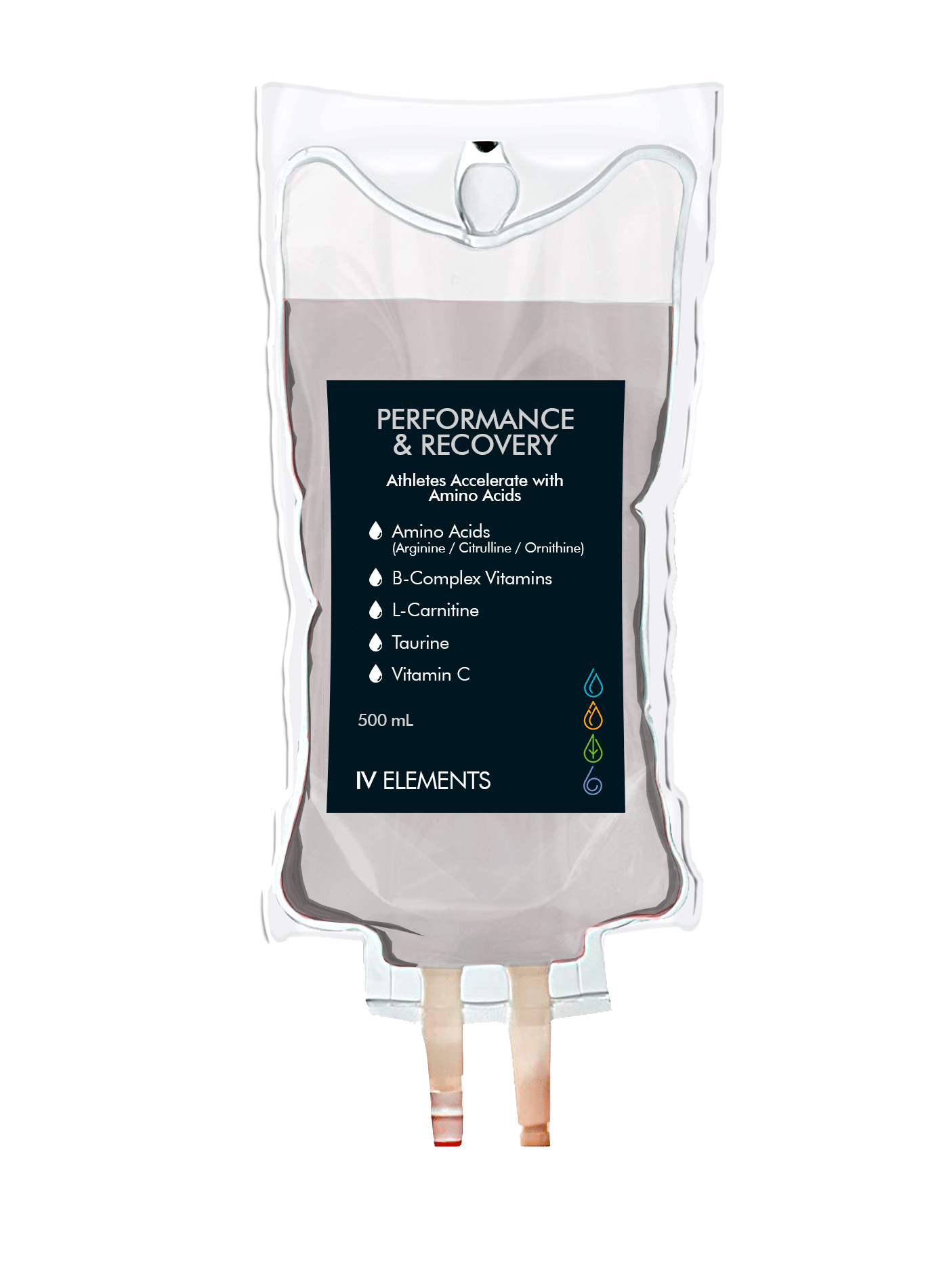 Performance & recovery IV treatment includes amino acids, B-complex vitamins, vitamin C, and more