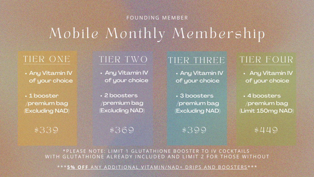 IV Elements founding member pricing tiers for mobile iv therapy