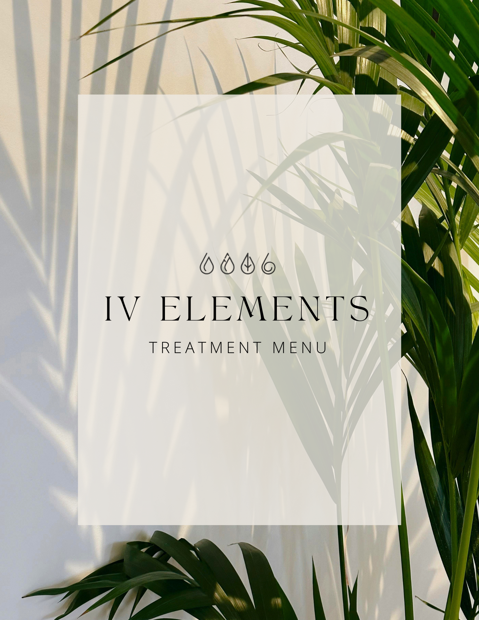 Medical wellness treatment menu at IV Elements