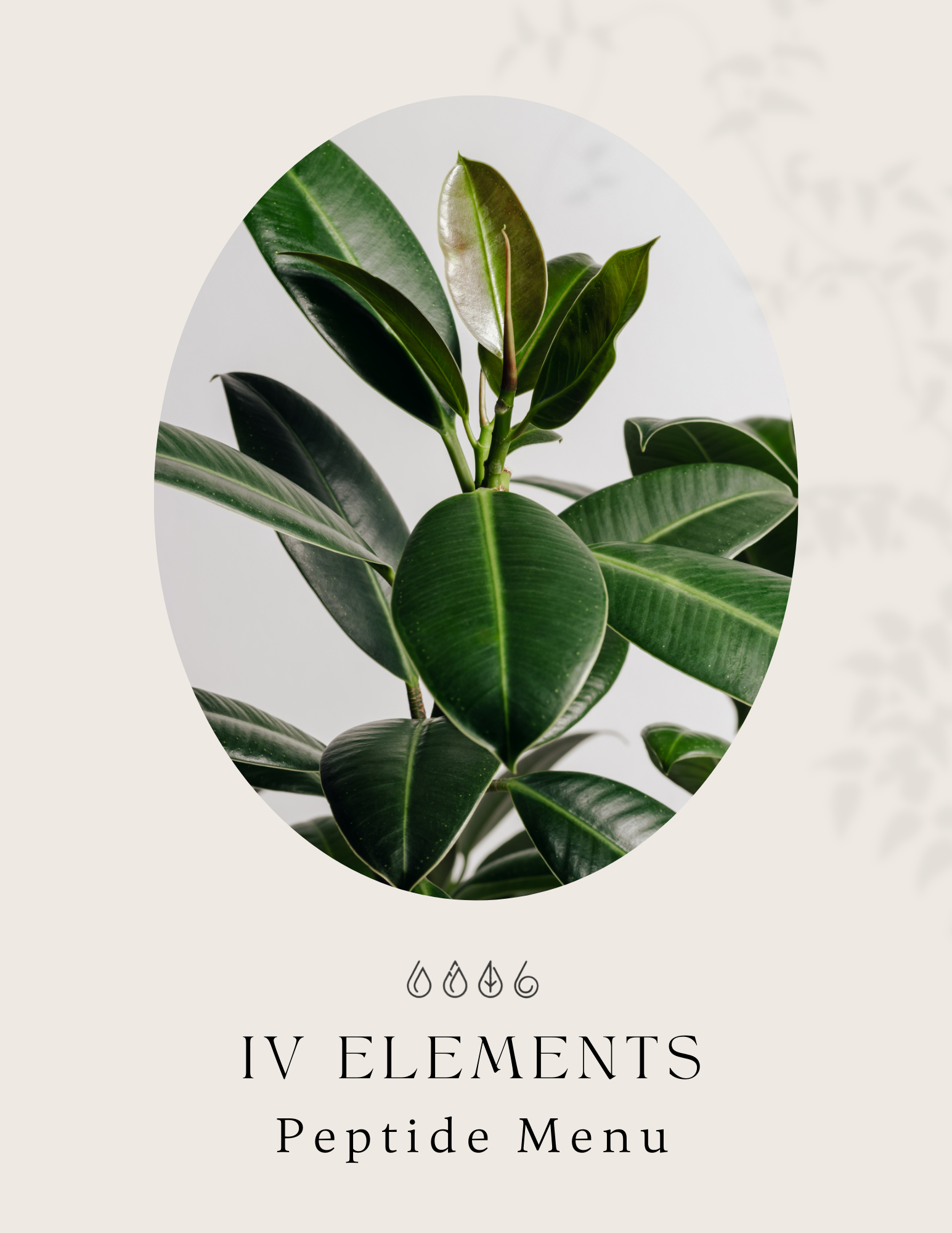 Peptide therapy service banner showing IV Elements logo and clean graphic.