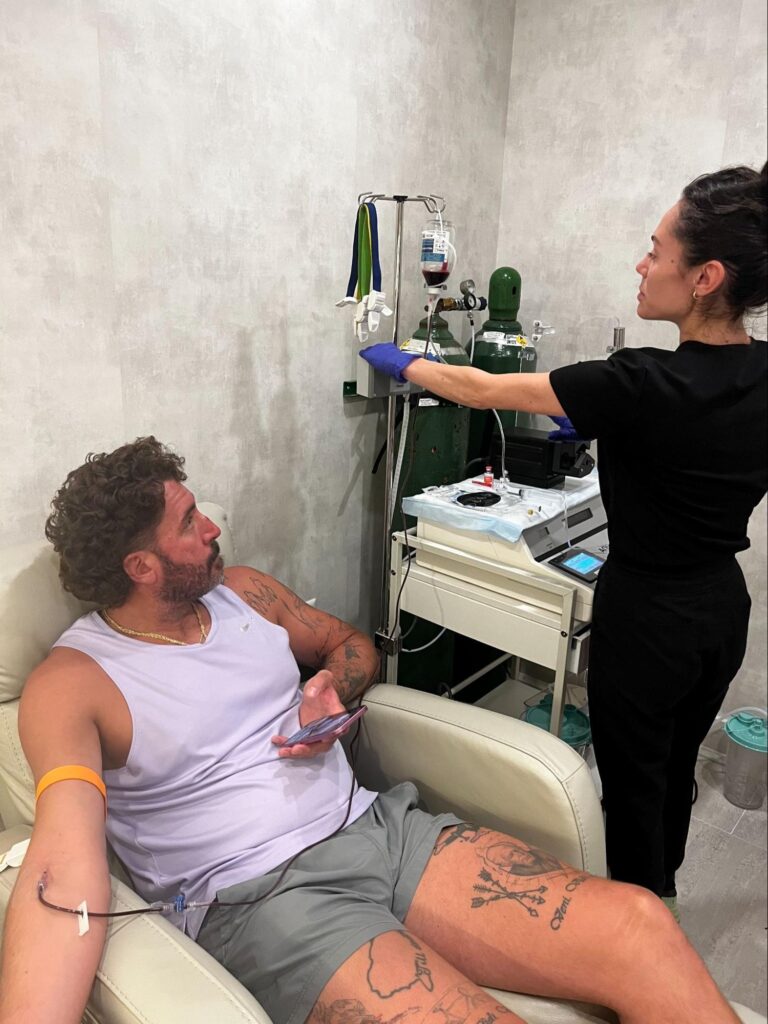 Client receiving ozone therapy to help support lyme disease symptoms.